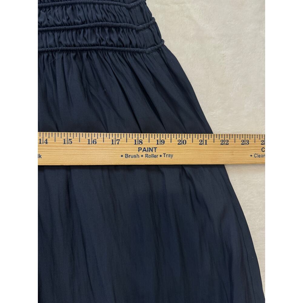 Ramy Brook Wrenn Embellished Blouson Midi Dress Size M Navy Satin Flutter Sleeve - Picture 12 of 15